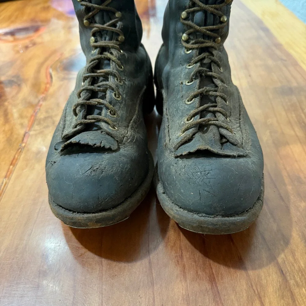 Vintage Wesco Logger Spiked Leather Boots Men 8 Outdoor Caulk Brown Lace up